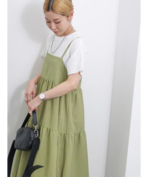 Samansa Mos2 blue（サマンサモスモスブルー）の「◎ポコポコティアードキャミワンピース（ワンピース・レディース・ブラック/グリーン/ブラウン・F）」の16枚目の写真