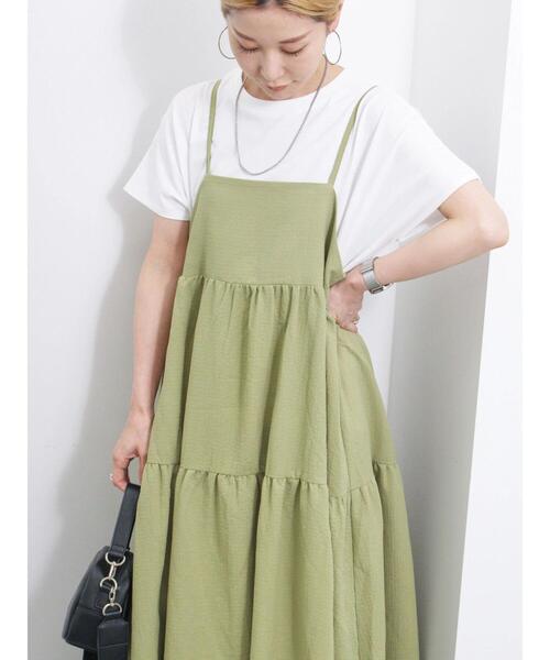 Samansa Mos2 blue（サマンサモスモスブルー）の「◎ポコポコティアードキャミワンピース（ワンピース・レディース・ブラック/グリーン/ブラウン・F）」の18枚目の写真