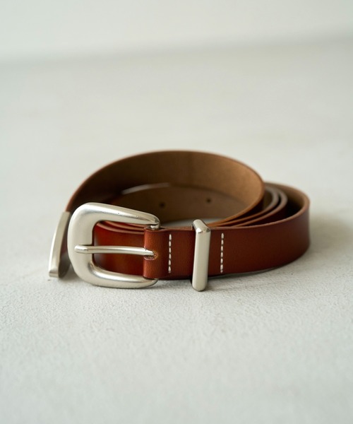 CAMPHOR WOOD(カンファーウッド)の「western cow recycle leather belt / ウエスタン牛革リサイクルレザーベルト(ベルト・メンズ・ブラウン/ブラック・FREE)」の2枚目の写真