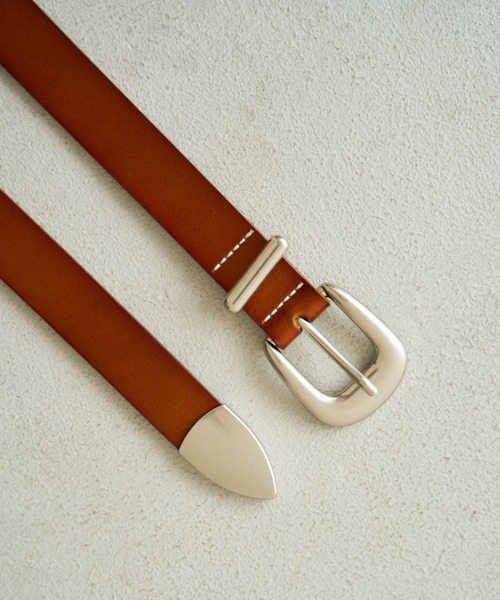 CAMPHOR WOOD(カンファーウッド)の「western cow recycle leather belt / ウエスタン牛革リサイクルレザーベルト(ベルト・メンズ・ブラウン/ブラック・FREE)」の22枚目の写真
