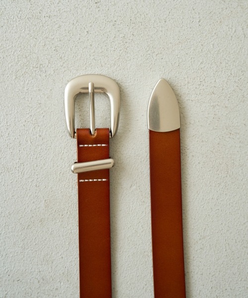 CAMPHOR WOOD(カンファーウッド)の「western cow recycle leather belt / ウエスタン牛革リサイクルレザーベルト(ベルト・メンズ・ブラウン/ブラック・FREE)」の3枚目の写真