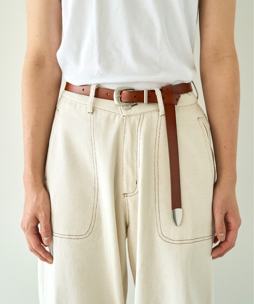 CAMPHOR WOOD(カンファーウッド)の「western cow recycle leather belt / ウエスタン牛革リサイクルレザーベルト(ベルト・メンズ・ブラウン/ブラック・FREE)」の8枚目の写真