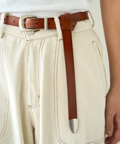 CAMPHOR WOOD(カンファーウッド)の「western cow recycle leather belt / ウエスタン牛革リサイクルレザーベルト(ベルト・メンズ・ブラウン/ブラック・FREE)」の10枚目の写真