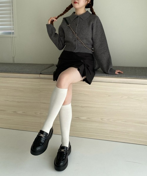 one after another NICE CLAUP(ワンアフターアナザーナイスクラップ)の「【WEB限定】ポロ襟ニットカーディガン(ニット/セーター・レディース・チャコールグレー/アイボリー/ピンク/イエロー・FREE)」の7枚目の写真