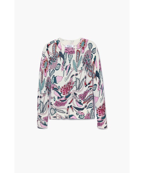 長袖セーター、丸首、花柄のディテール(ニット/セーター)|Desigual(デシグアル)