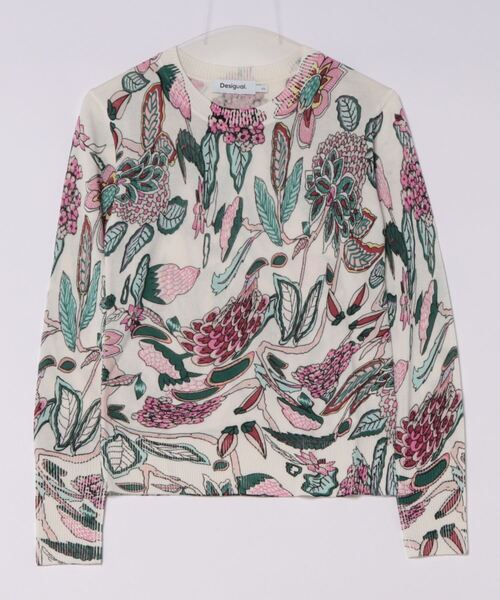長袖セーター、丸首、花柄のディテール(ニット/セーター)|Desigual(デシグアル) 長袖セーター、丸首、花柄のディテール(ニット/セーター)|Desigual(デシグアル)