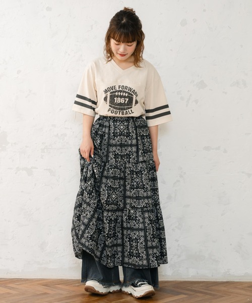 eLur（エラー）の「フットボールT（Tシャツ/カットソー・レディース・ブラック/レッド・FREE）」の13枚目の写真