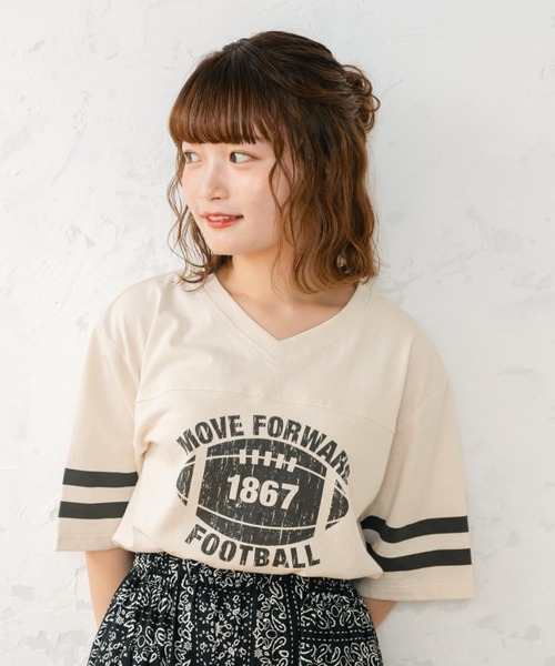 eLur（エラー）の「フットボールT（Tシャツ/カットソー・レディース・ブラック/レッド・FREE）」の14枚目の写真