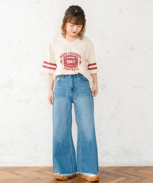 eLur（エラー）の「フットボールT（Tシャツ/カットソー・レディース・ブラック/レッド・FREE）」の18枚目の写真