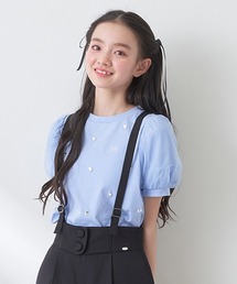 mezzo piano Junior（メゾピアノジュニア）の「キラキラビジュー&パールTシャツ（Tシャツ/カットソー・キッズ）」