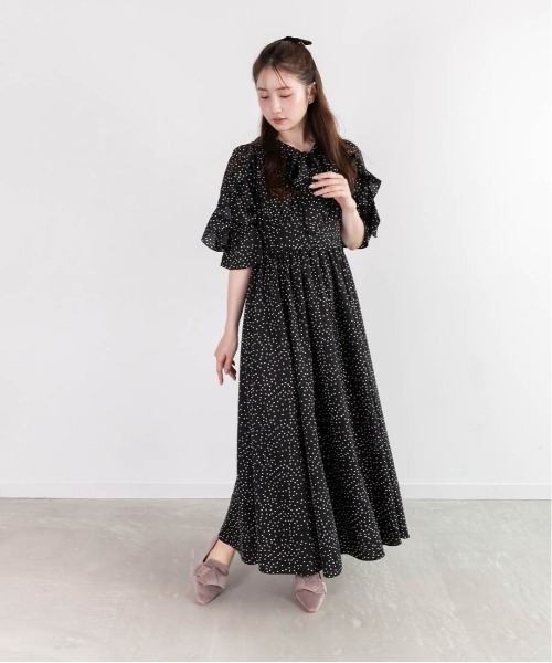 RANDA(ランダ)の「リボン×モノグラムパーツ ローファー(ローファー・レディース・グレイッシュベージュ/ピンク/ブラック・L/M/S/LL)」の10枚目の写真