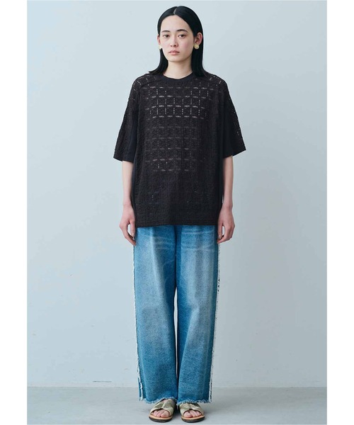 MEDE19F(メデジュウキュウ)の「MEDE19F レース遣いのコンビTシャツ(Tシャツ/カットソー・レディース・ブラック/ベージュ/ホワイト・MEDIUM/LARGE/XX-LARGE/X-LARGE)」の4枚目の写真