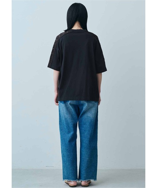 MEDE19F(メデジュウキュウ)の「MEDE19F レース遣いのコンビTシャツ(Tシャツ/カットソー・レディース・ブラック/ベージュ/ホワイト・MEDIUM/LARGE/XX-LARGE/X-LARGE)」の6枚目の写真