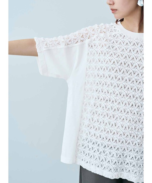 MEDE19F(メデジュウキュウ)の「MEDE19F レース遣いのコンビTシャツ(Tシャツ/カットソー・レディース・ブラック/ベージュ/ホワイト・MEDIUM/LARGE/XX-LARGE/X-LARGE)」の13枚目の写真