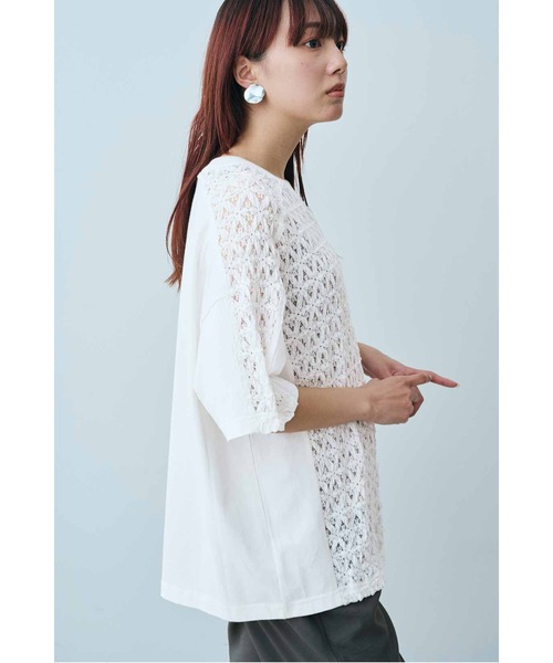 MEDE19F(メデジュウキュウ)の「MEDE19F レース遣いのコンビTシャツ(Tシャツ/カットソー・レディース・ブラック/ベージュ/ホワイト・MEDIUM/LARGE/XX-LARGE/X-LARGE)」の14枚目の写真