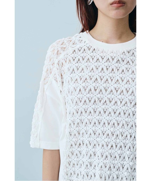 MEDE19F(メデジュウキュウ)の「MEDE19F レース遣いのコンビTシャツ(Tシャツ/カットソー・レディース・ブラック/ベージュ/ホワイト・MEDIUM/LARGE/XX-LARGE/X-LARGE)」の16枚目の写真
