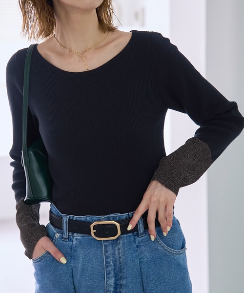 ROPE' PICNIC（ロペピクニック）の「袖ラメシアー＆袖チュールプルオーバー（ニット/セーター・レディース・オフホワイト/ブラック系その他/ブラック/ライトグレー・38）」の15枚目の写真