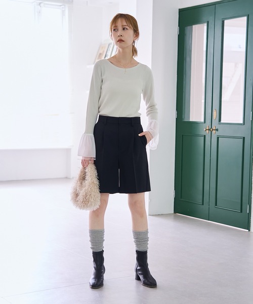 ROPE' PICNIC（ロペピクニック）の「袖ラメシアー＆袖チュールプルオーバー（ニット/セーター・レディース・オフホワイト/ブラック系その他/ブラック/ライトグレー・38）」の17枚目の写真