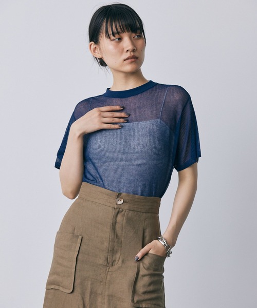 セール】透かし柄ニットプルオーバー（Tシャツ/カットソー