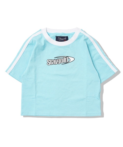 STAY GOLD(ステイゴールド)の「【STAYGOLD】袖ライン ロゴプリント チビTee / ショート丈 Tシャツ ちびTシャツ / レディース(Tシャツ/カットソー・レディース・ブルー/ブラック/オレンジ・FREE)」の5枚目の写真