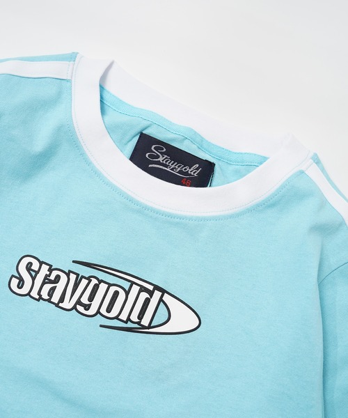 STAY GOLD(ステイゴールド)の「【STAYGOLD】袖ライン ロゴプリント チビTee / ショート丈 Tシャツ ちびTシャツ / レディース(Tシャツ/カットソー・レディース・ブルー/ブラック/オレンジ・FREE)」の8枚目の写真