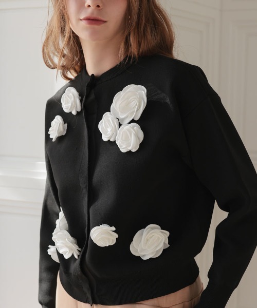 DONOBAN（ドノバン）の「フラワーカーディガン（カーディガン/ボレロ・レディース・ブラック/ホワイト・ONE）」の9枚目の写真