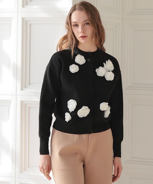 DONOBAN（ドノバン）の「フラワーカーディガン（カーディガン/ボレロ・レディース・ブラック/ホワイト・ONE）」の11枚目の写真