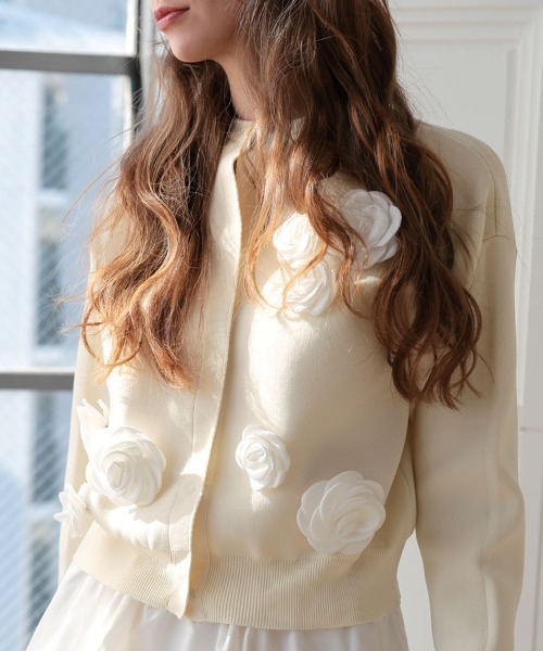 DONOBAN（ドノバン）の「フラワーカーディガン（カーディガン/ボレロ・レディース・ブラック/ホワイト・ONE）」の5枚目の写真
