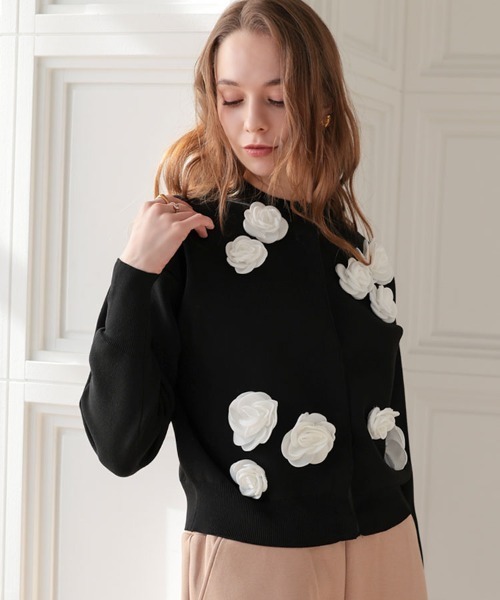 DONOBAN（ドノバン）の「フラワーカーディガン（カーディガン/ボレロ・レディース・ブラック/ホワイト・ONE）」の15枚目の写真