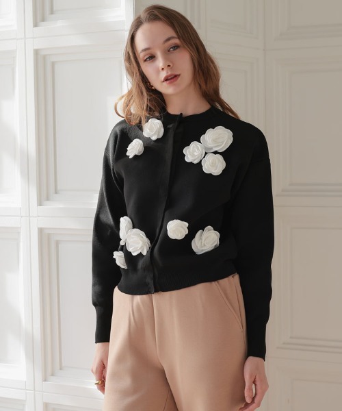 DONOBAN（ドノバン）の「フラワーカーディガン（カーディガン/ボレロ・レディース・ブラック/ホワイト・ONE）」の17枚目の写真