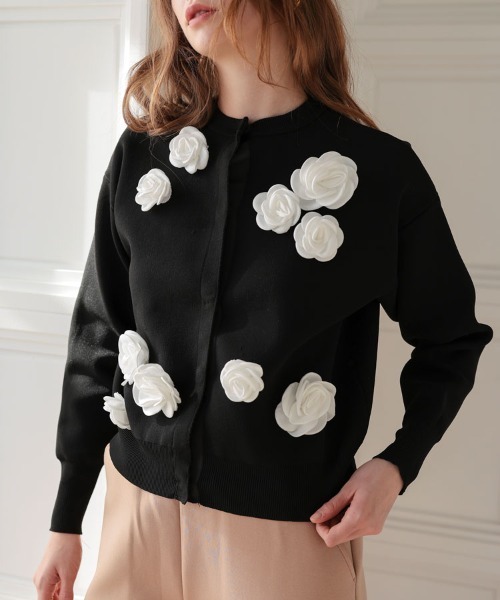 DONOBAN（ドノバン）の「フラワーカーディガン（カーディガン/ボレロ・レディース・ブラック/ホワイト・ONE）」の18枚目の写真