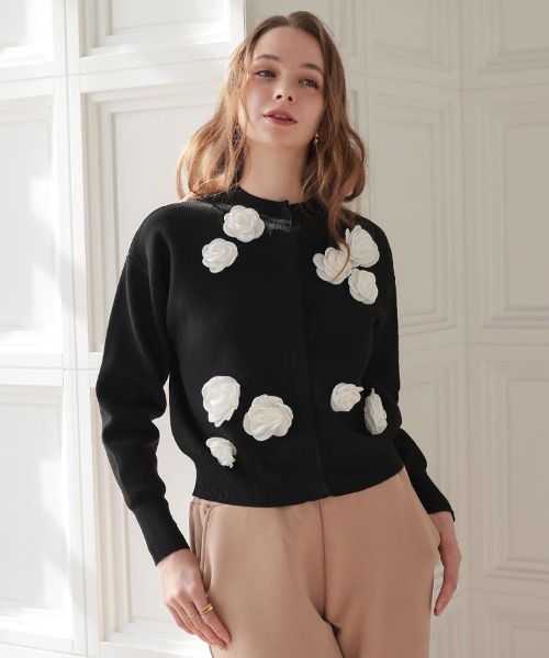 DONOBAN（ドノバン）の「フラワーカーディガン（カーディガン/ボレロ・レディース・ブラック/ホワイト・ONE）」の19枚目の写真