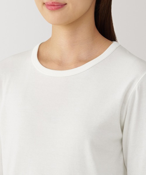綿100％）婦人 あったか綿 厚手 クルーネック長袖Tシャツ