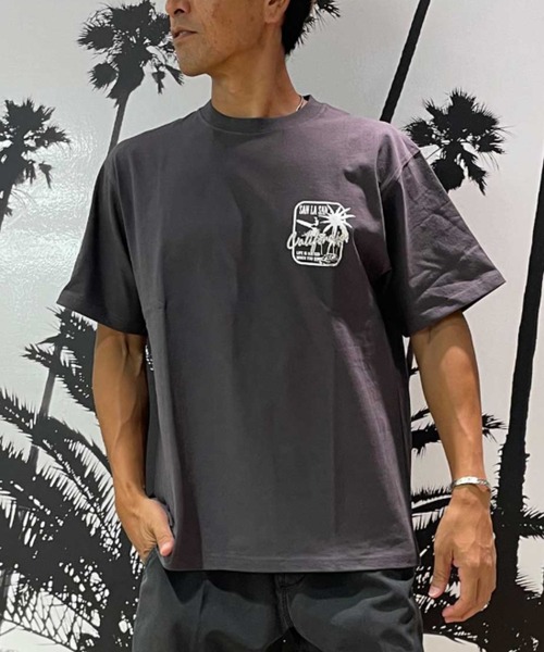 ムラサキスポーツ(ムラサキスポーツ)の「SAN LA SAN/サンラサン SLTシャツ【ボックスヤシ】 MOSL24SM009(Tシャツ/カットソー・メンズ・チャコール/ホワイト/グレイッシュブルー・M/L)」の9枚目の写真
