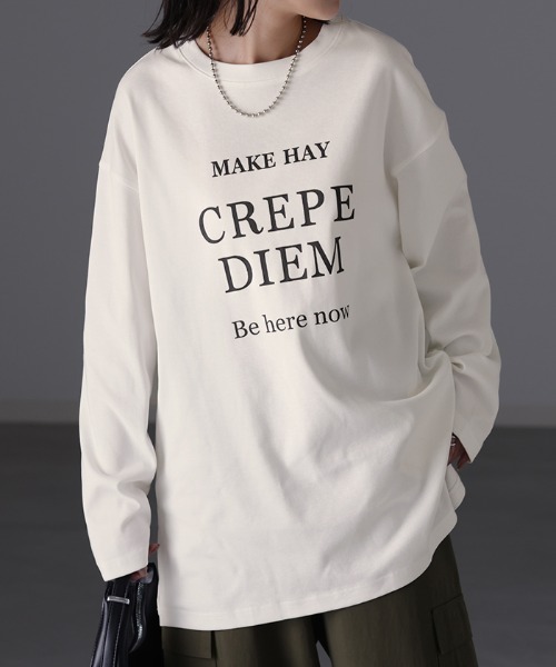HUG.U(ハグユー)の「すっきり ルーズロゴTシャツ(Tシャツ/カットソー・レディース・ダークグレー/ホワイト/グレー・FREE)」の10枚目の写真