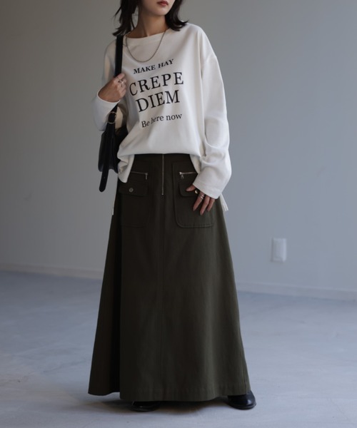 HUG.U(ハグユー)の「すっきり ルーズロゴTシャツ(Tシャツ/カットソー・レディース・ダークグレー/ホワイト/グレー・FREE)」の14枚目の写真