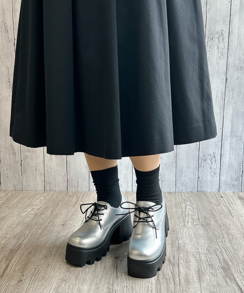 Noubel Voug Relax(ヌーベルヴォーグリラックス)の「厚底タンクソール レースアップ スクエアトゥ シューズ(ドレスシューズ・レディース・シルバー/ブラック・LL/L/M/S/3L)」の14枚目の写真