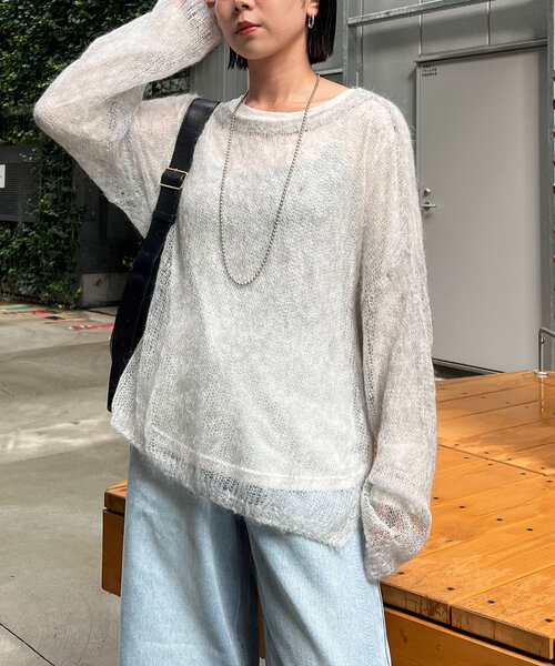 Jena espace merveilleux(ジェナ エスパスメルヴェイユ)の「ミックスローゲージニット(ニット/セーター・レディース・ピンク/ネイビー/グレー・FREE)」の1枚目の写真
