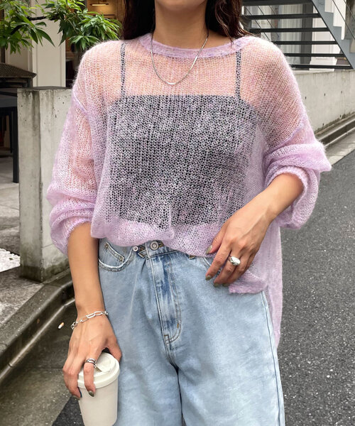 Jena espace merveilleux(ジェナ エスパスメルヴェイユ)の「ミックスローゲージニット(ニット/セーター・レディース・ピンク/ネイビー/グレー・FREE)」の19枚目の写真