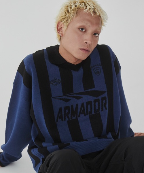 WEGO(ウィゴー)の「WEGO/ゲームロゴニットプルオーバー(ニット/セーター・メンズ・ブラック/ブルー・MEDIUM/LARGE)」の2枚目の写真