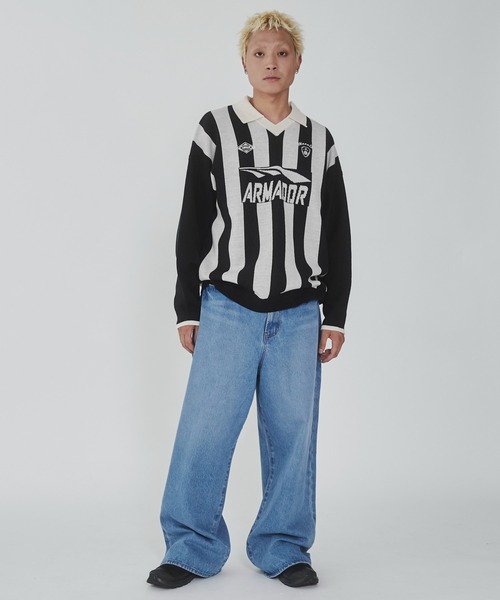 WEGO(ウィゴー)の「WEGO/ゲームロゴニットプルオーバー(ニット/セーター・メンズ・ブラック/ブルー・MEDIUM/LARGE)」の5枚目の写真