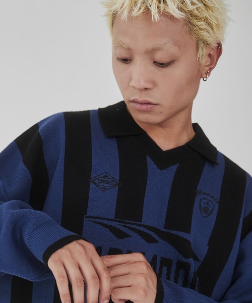 WEGO(ウィゴー)の「WEGO/ゲームロゴニットプルオーバー(ニット/セーター・メンズ・ブラック/ブルー・MEDIUM/LARGE)」の13枚目の写真