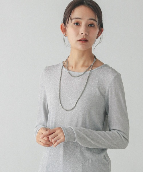 GLOBAL WORK(グローバルワーク)の「Beauteeラメクループルオーバー長袖/115464(Tシャツ/カットソー・レディース・シルバー/ブラック/アイボリー・FREE)」の3枚目の写真