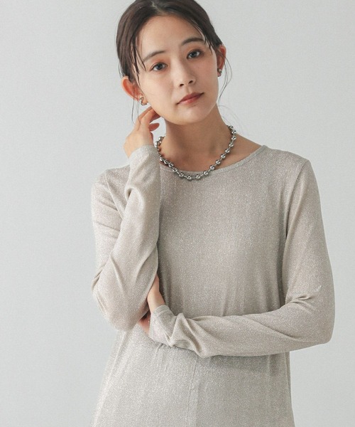 GLOBAL WORK(グローバルワーク)の「Beauteeラメクループルオーバー長袖/115464(Tシャツ/カットソー・レディース・シルバー/ブラック/アイボリー・FREE)」の2枚目の写真