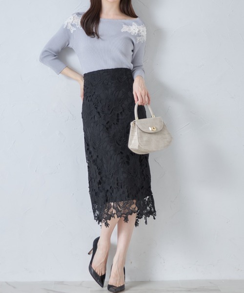 ZOZO限定カラー】フラワーケミカルレースタイトスカート（スカート