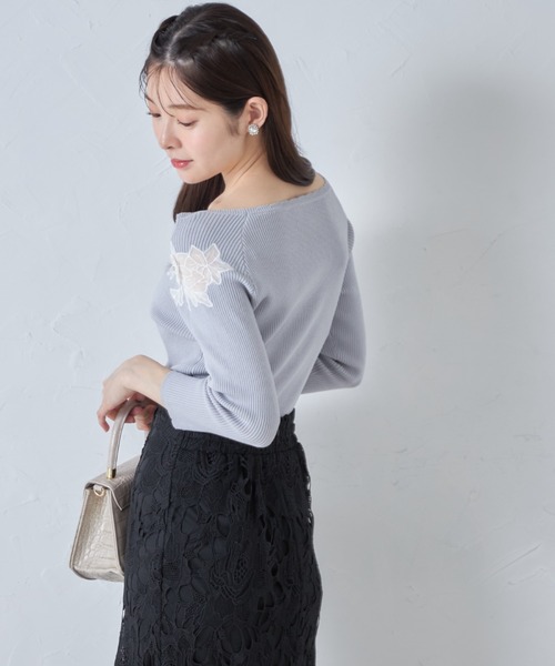 tocco closet(トッコ クローゼット)の「【ZOZO限定カラー】フラワーケミカルレースタイトスカート(スカート・レディース・ピンク/ダークパープル/ブラック/ラベンダー・M)」の10枚目の写真