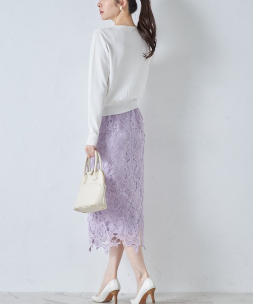 tocco closet(トッコ クローゼット)の「【ZOZO限定カラー】フラワーケミカルレースタイトスカート(スカート・レディース・ピンク/ダークパープル/ブラック/ラベンダー・M)」の14枚目の写真