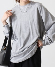 Cotton color stitching crew neck long sleeve T-shirt / 配色ステッチオーバーTシャツ unisex