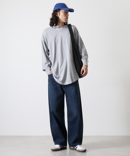 FUNALIVE(ファンアライブ)の「Cotton color stitching crew neck long sleeve T-shirt / 配色ステッチオーバーTシャツ unisex(Tシャツ/カットソー・メンズ・ブラック/オフホワイト/杢グレー/ダークグリーン/パープル/チャコール・M/L/XL)」の10枚目の写真