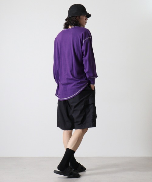FUNALIVE(ファンアライブ)の「Cotton color stitching crew neck long sleeve T-shirt / 配色ステッチオーバーTシャツ unisex(Tシャツ/カットソー・メンズ・ブラック/オフホワイト/杢グレー/ダークグリーン/パープル/チャコール・M/L/XL)」の21枚目の写真